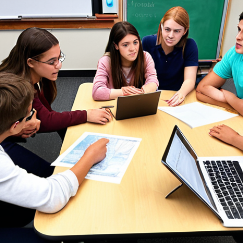 Home 6 **
Students collaborating on a group project in a digital classroom using Teams, sharing files, exchanging ideas, and teachers monitoring progress.
**